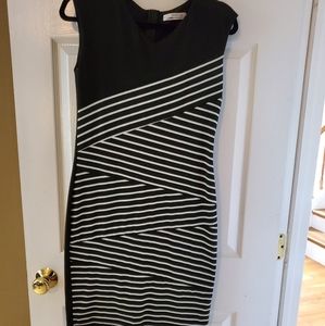Makiyo black and white diagonal pattern dress